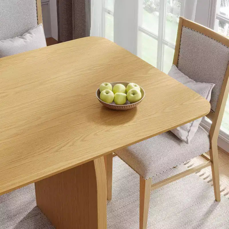 Table à manger rectangulaire 67 "Farmhouse" marron pour 4-6 personnes avec pieds de table arqués et ronds pour salle à manger et salon
