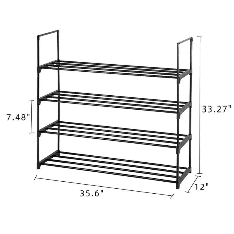Étagère à chaussures à 4 niveaux, étagère à chaussures en métal pouvant contenir jusqu'à 12 à 20 paires de chaussures, étagère de rangement pour chaussures robuste et durable en fer