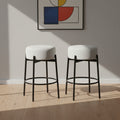 4 Piece Set 24 Inch Swivel Bar Stools With Teddy Fleece Seat Black