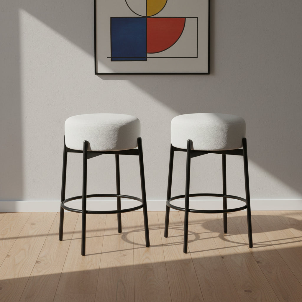 4 Piece Set 24 Inch Swivel Bar Stools With Teddy Fleece Seat Black