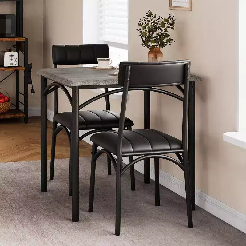 Ensemble repas compact pour petits espaces - Coin repas 2 chaises avec cadre en métal, table de cuisine peu encombrante