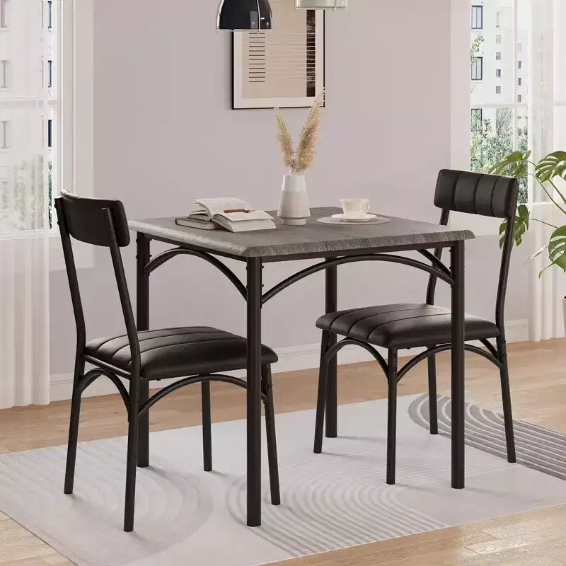 Ensemble repas compact pour petits espaces - Coin repas 2 chaises avec cadre en métal, table de cuisine peu encombrante