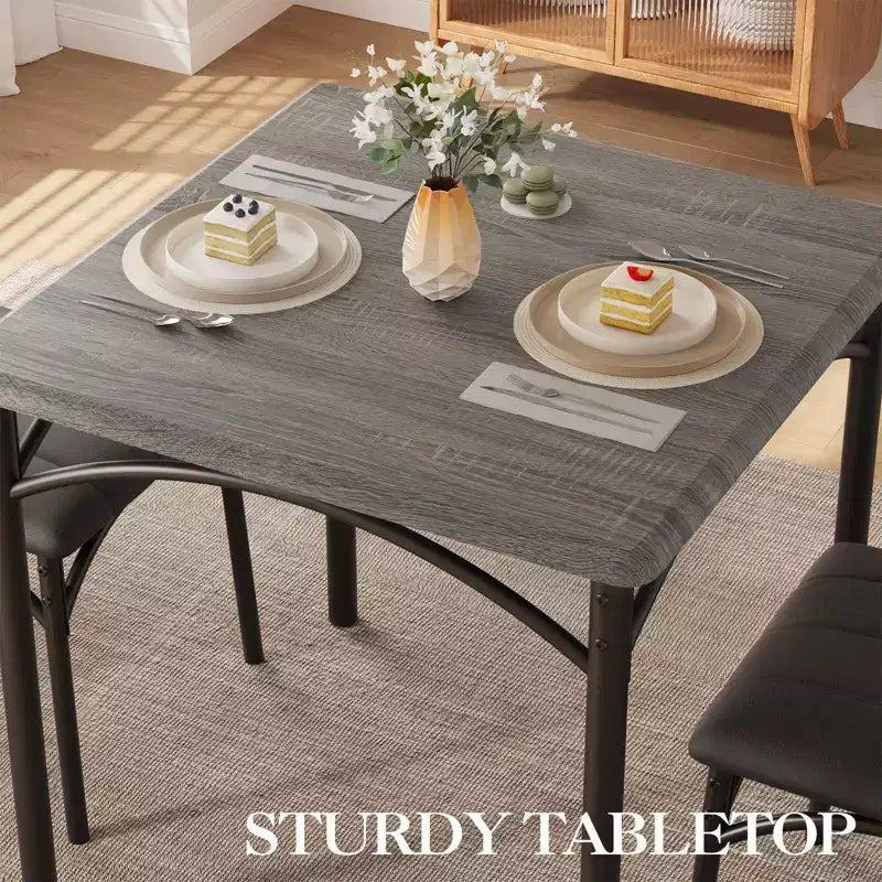 Ensemble repas compact pour petits espaces - Coin repas 2 chaises avec cadre en métal, table de cuisine peu encombrante