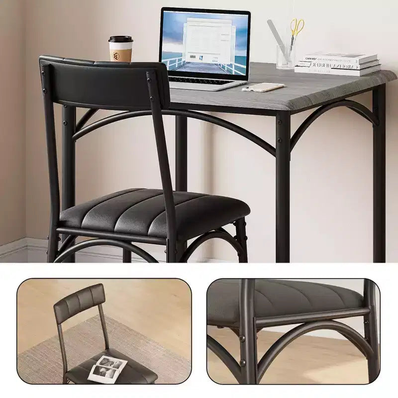 Ensemble repas compact pour petits espaces - Coin repas 2 chaises avec cadre en métal, table de cuisine peu encombrante