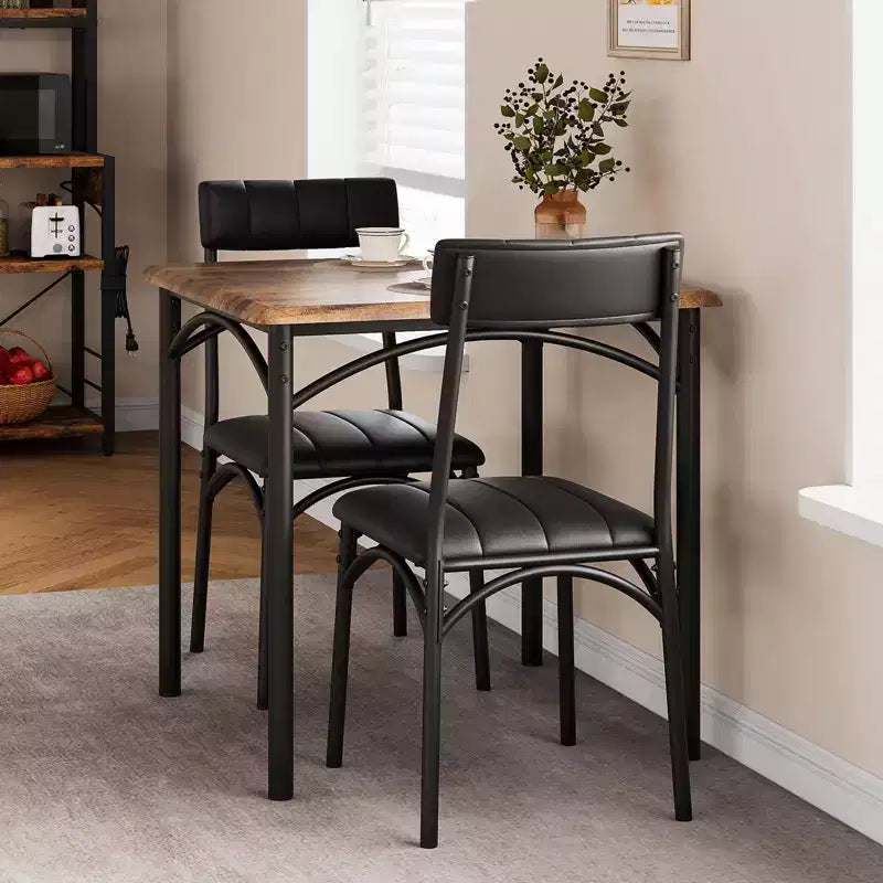 Ensemble repas compact pour petits espaces - Coin repas 2 chaises avec cadre en métal, table de cuisine peu encombrante