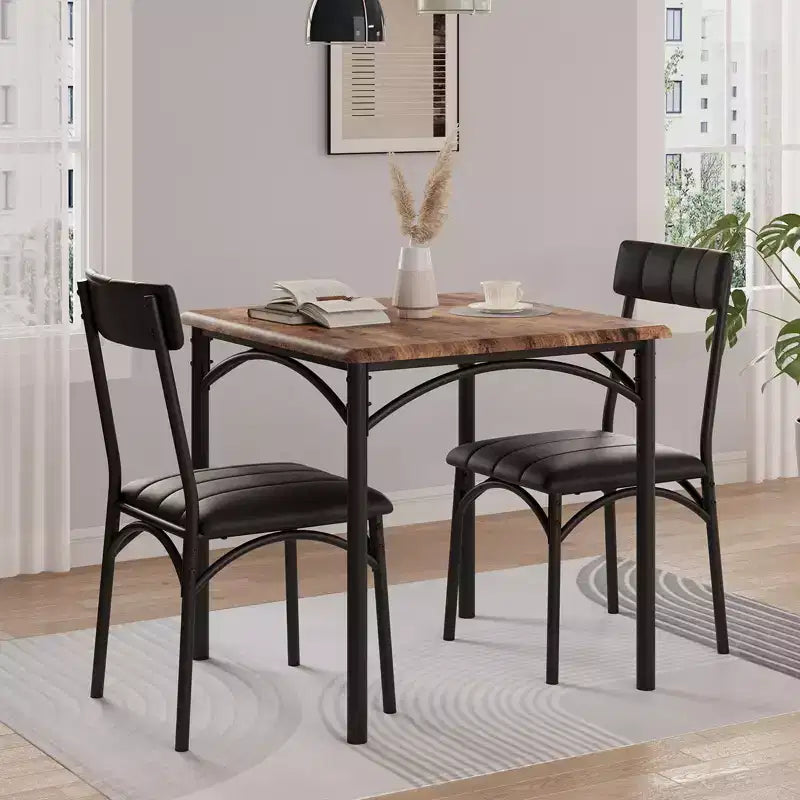 Ensemble repas compact pour petits espaces - Coin repas 2 chaises avec cadre en métal, table de cuisine peu encombrante