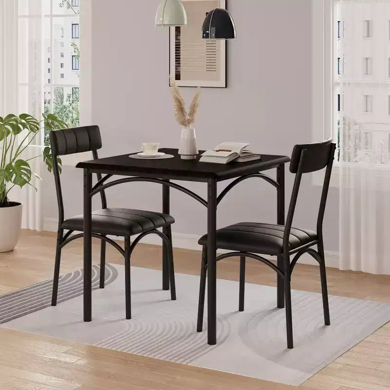 Ensemble repas compact pour petits espaces - Coin repas 2 chaises avec cadre en métal, table de cuisine peu encombrante