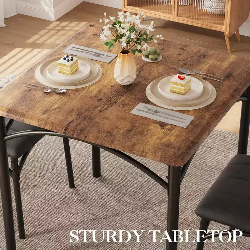 Ensemble repas compact pour petits espaces - Coin repas 2 chaises avec cadre en métal, table de cuisine peu encombrante