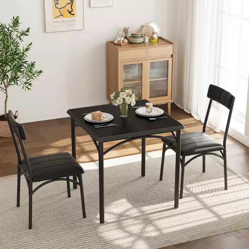 Ensemble repas compact pour petits espaces - Coin repas 2 chaises avec cadre en métal, table de cuisine peu encombrante