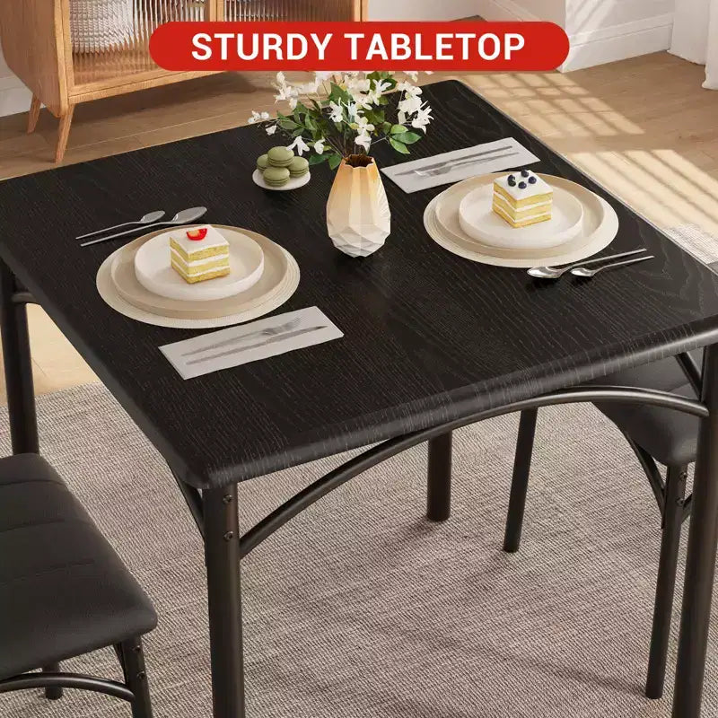 Ensemble repas compact pour petits espaces - Coin repas 2 chaises avec cadre en métal, table de cuisine peu encombrante