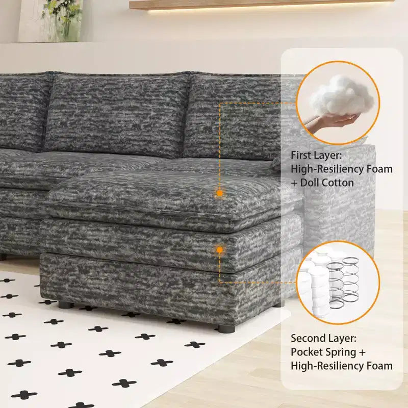 Canapé d'angle modulable 4 places en forme de L 108 XL Cloud pour salon/appartement