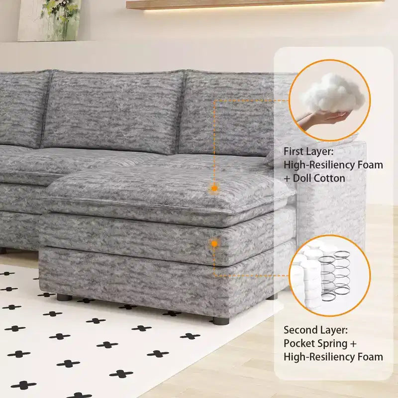 Canapé d'angle modulable 4 places en forme de L 108 XL Cloud pour salon/appartement