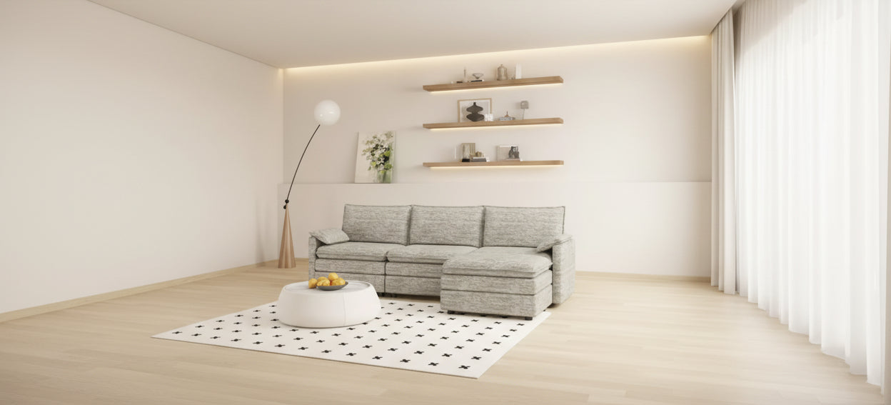 108 XL Modular Sectional Couch  4-Seater L-Shaped Cloud Sofa with Ottoman for Living Room/Apartment
