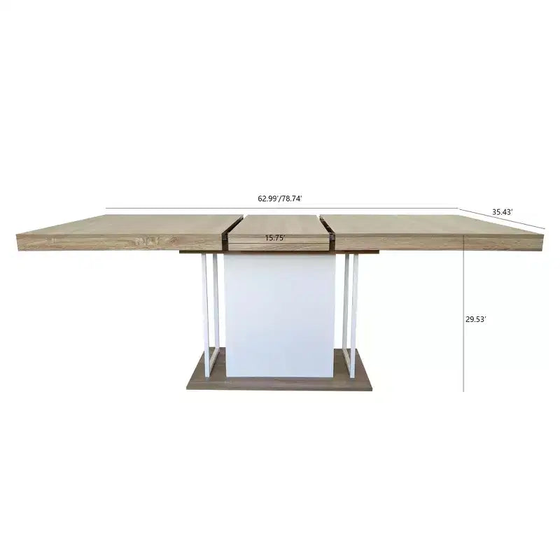 Table à manger extensible, chêne et blanc, design moderne extensible