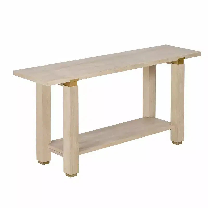 Table console étroite moderne 63IN, table d'entrée avec accents métalliques et étagère ouverte, table d'appoint pour salon, couloir, naturel