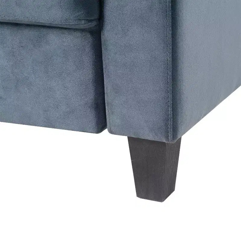 Canapé sectionnel 3 places avec liens à ressorts en U et cadre en bois massif, canapé rembourré en velours de style Mid-Century pour salon, chambre à coucher, bureau, gris