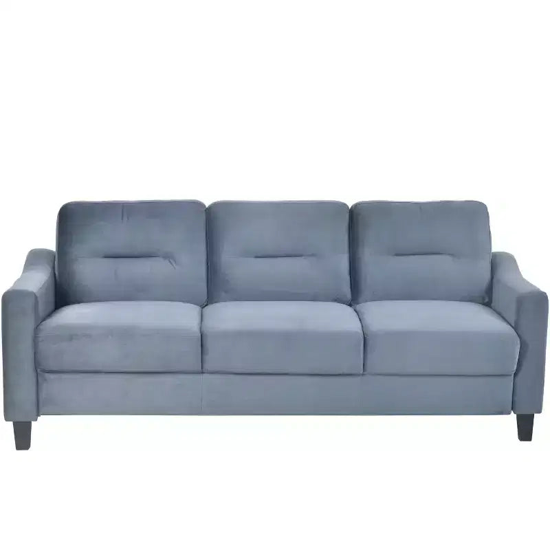 Canapé sectionnel 3 places avec liens à ressorts en U et cadre en bois massif, canapé rembourré en velours de style Mid-Century pour salon, chambre à coucher, bureau, gris