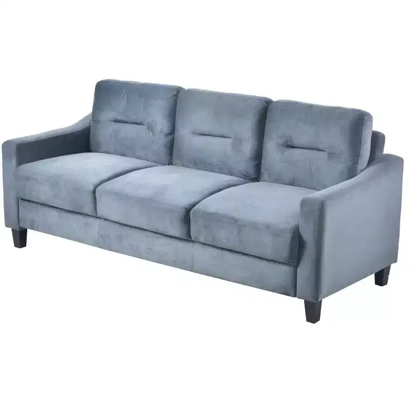 Canapé sectionnel 3 places avec liens à ressorts en U et cadre en bois massif, canapé rembourré en velours de style Mid-Century pour salon, chambre à coucher, bureau, gris