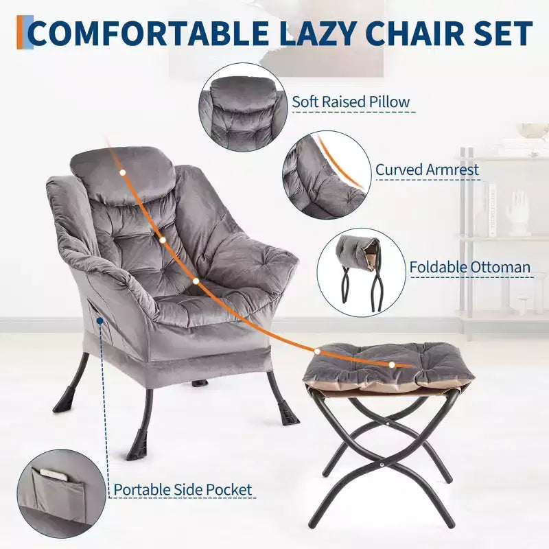 fauteuil inclinable et oreiller, fauteuil de salon confortable avec poche latérale pour salon chambre bureau