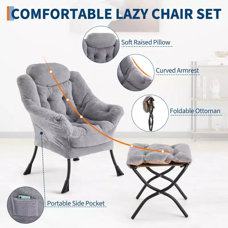 fauteuil inclinable et oreiller, fauteuil de salon confortable avec poche latérale pour salon chambre bureau