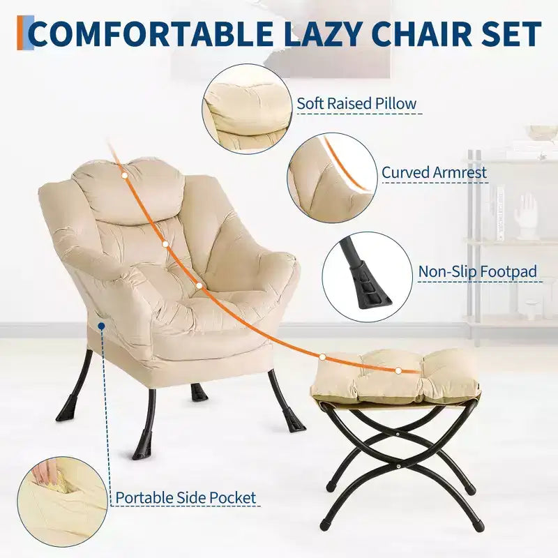 fauteuil inclinable et oreiller, fauteuil de salon confortable avec poche latérale pour salon chambre bureau