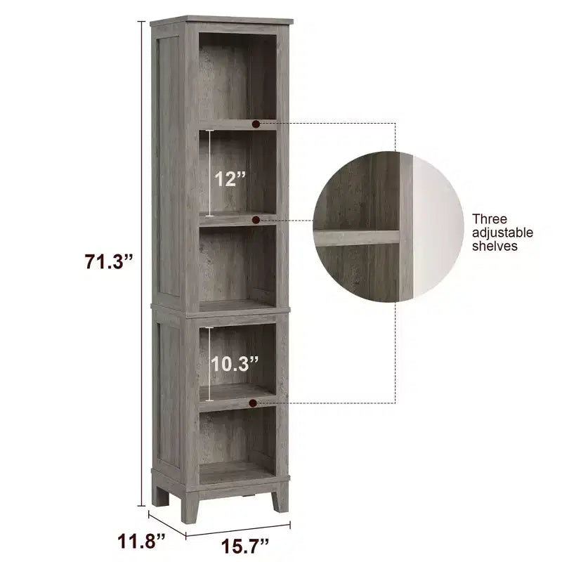 Bibliothèque à 5 niveaux, étagère de style rustique, bibliothèque en bois, étagère multi-niveaux en chêne de style vintage pour le bureau, le salon, la chambre à coucher