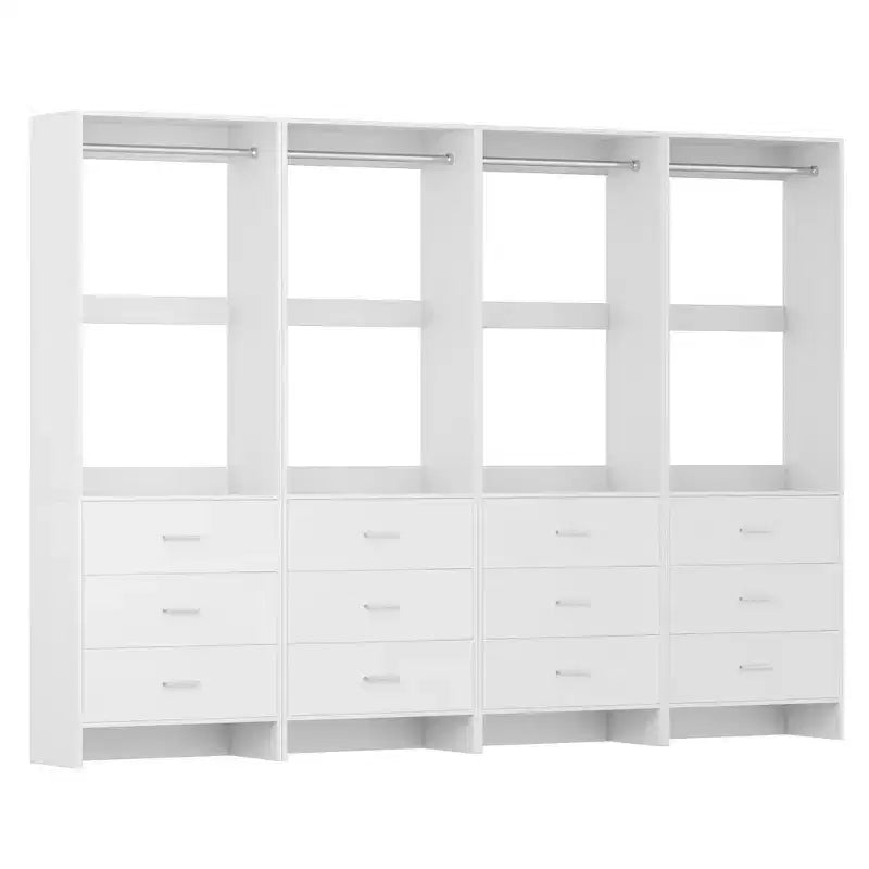 Système de rangement de placard avec tiroirs en bois, armoire autoportante avec tringle de suspension