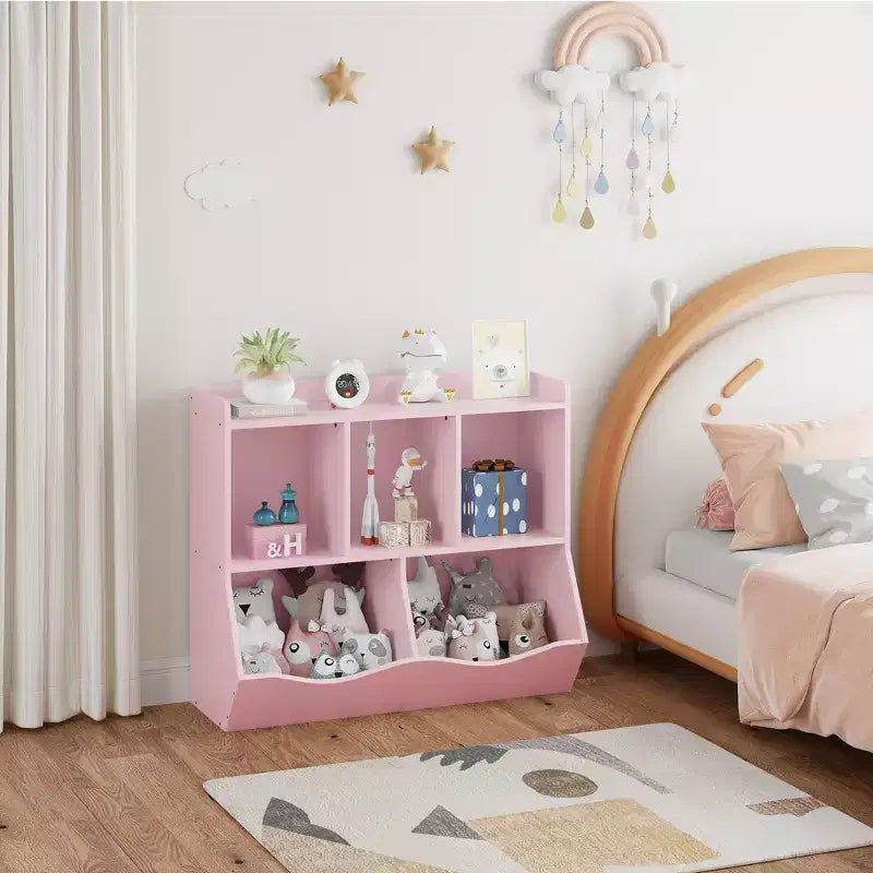 Étagère à Livres pour Enfants et Rangement de Jouets Multi-Étagères avec Casiers, Meuble de Rangement pour Garçons Filles, pour Salle de Jeux d'Enfants, Couloir, Maternelle, École