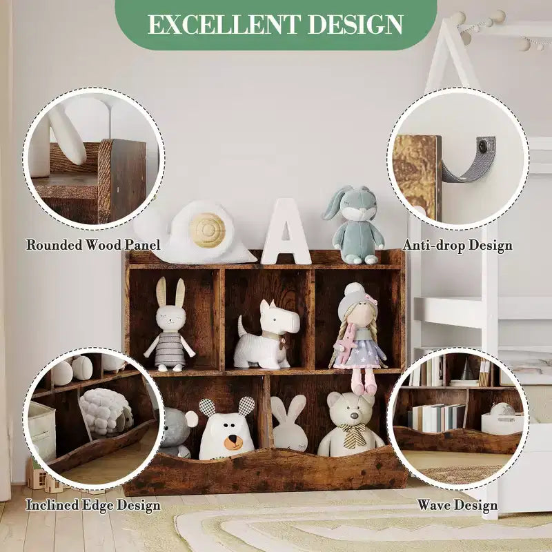Étagère à Livres pour Enfants et Rangement de Jouets Multi-Étagères avec Casiers, Meuble de Rangement pour Garçons Filles, pour Salle de Jeux d'Enfants, Couloir, Maternelle, École