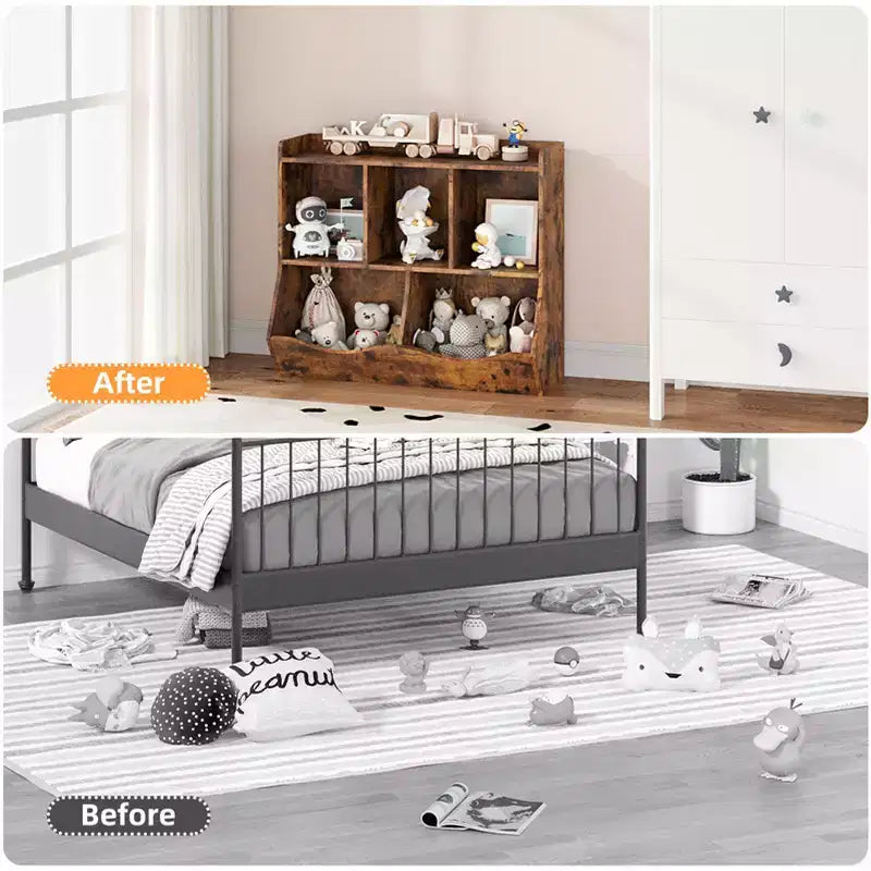 Étagère à Livres pour Enfants et Rangement de Jouets Multi-Étagères avec Casiers, Meuble de Rangement pour Garçons Filles, pour Salle de Jeux d'Enfants, Couloir, Maternelle, École