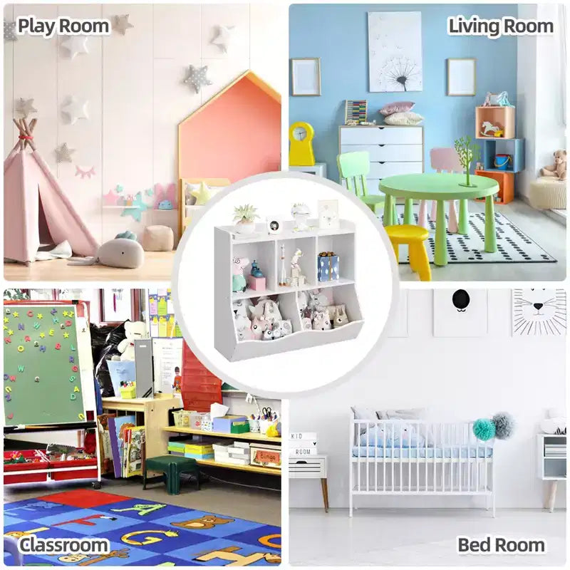 Étagère à Livres pour Enfants et Rangement de Jouets Multi-Étagères avec Casiers, Meuble de Rangement pour Garçons Filles, pour Salle de Jeux d'Enfants, Couloir, Maternelle, École