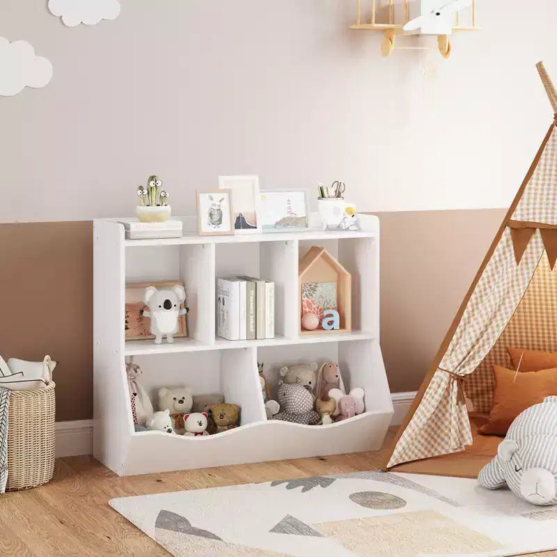 Étagère à Livres pour Enfants et Rangement de Jouets Multi-Étagères avec Casiers, Meuble de Rangement pour Garçons Filles, pour Salle de Jeux d'Enfants, Couloir, Maternelle, École