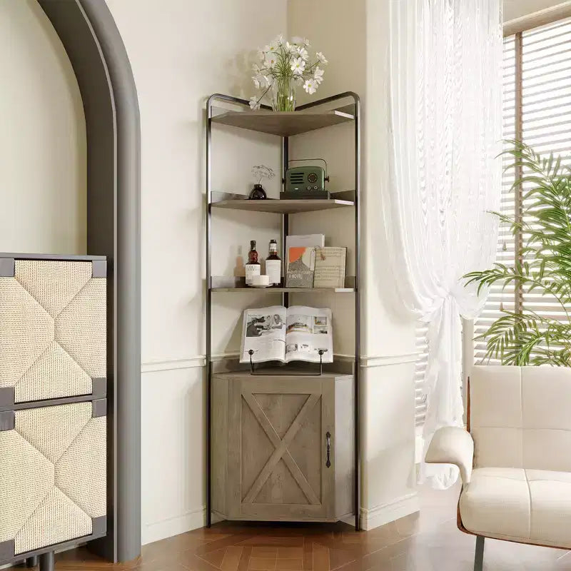 Étagère d'angle, étagère de rangement à 5 niveaux pour salon et cuisine