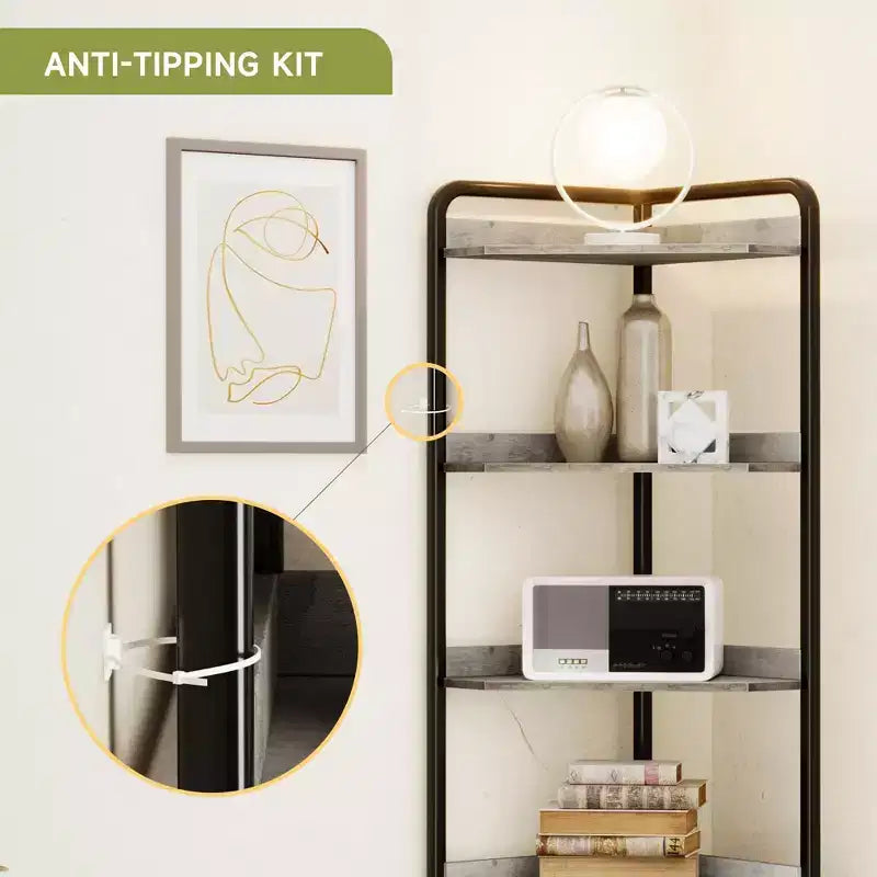 Étagère d'angle, étagère de rangement à 5 niveaux pour salon et cuisine