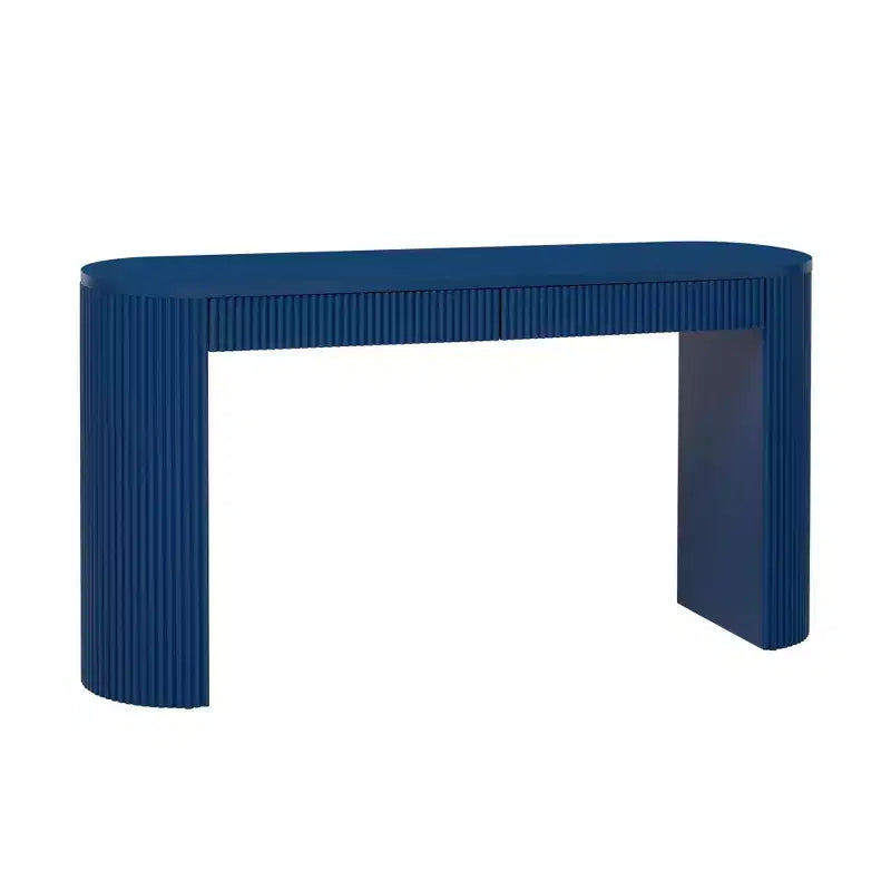 Console moderne nervurée avec 2 tiroirs Table d'entrée ou de coiffeuse élégante