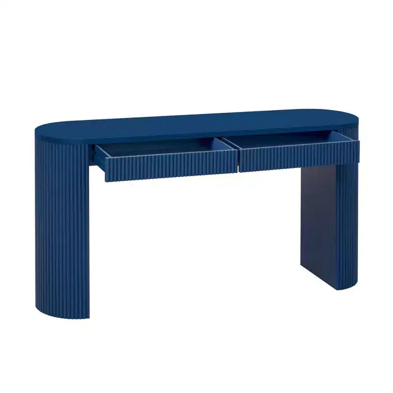 Console moderne nervurée avec 2 tiroirs Table d'entrée ou de coiffeuse élégante