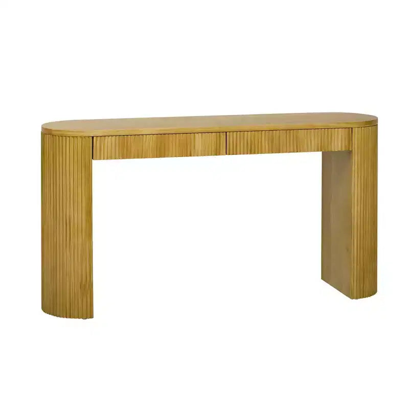 Console moderne nervurée avec 2 tiroirs Table d'entrée ou de coiffeuse élégante