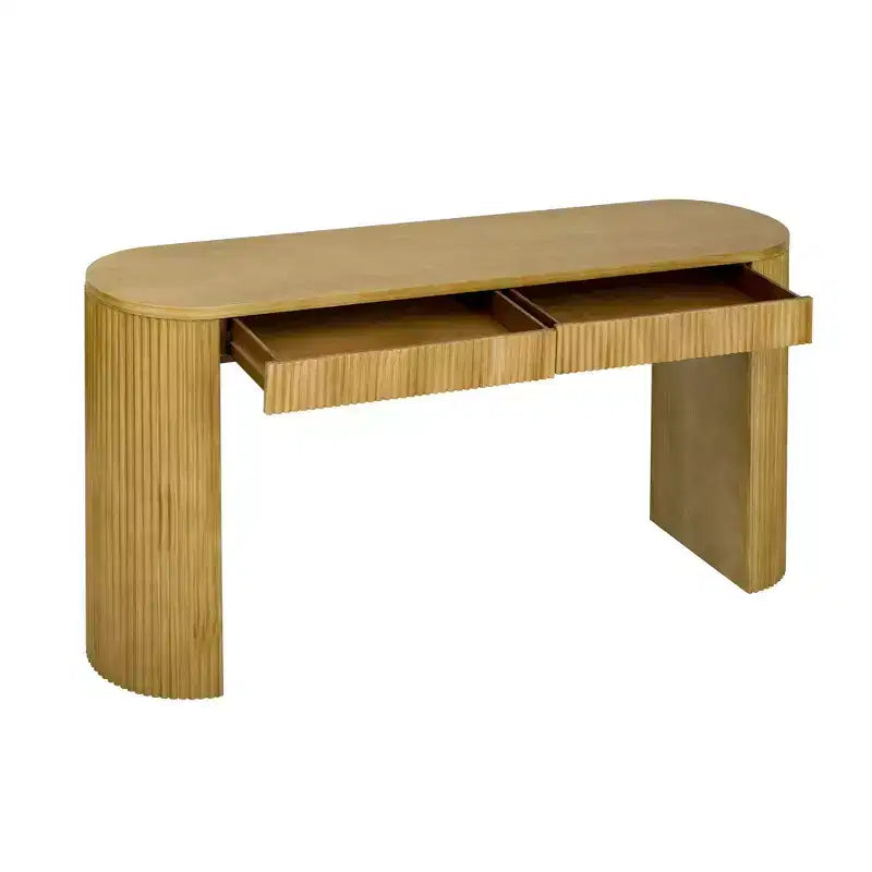 Console moderne nervurée avec 2 tiroirs Table d'entrée ou de coiffeuse élégante