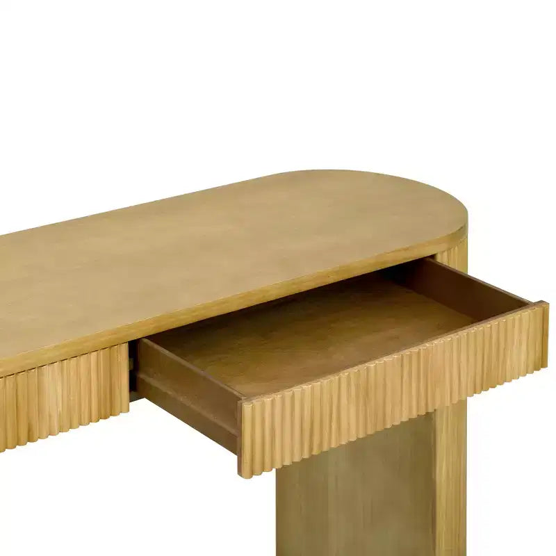 Console moderne nervurée avec 2 tiroirs Table d'entrée ou de coiffeuse élégante