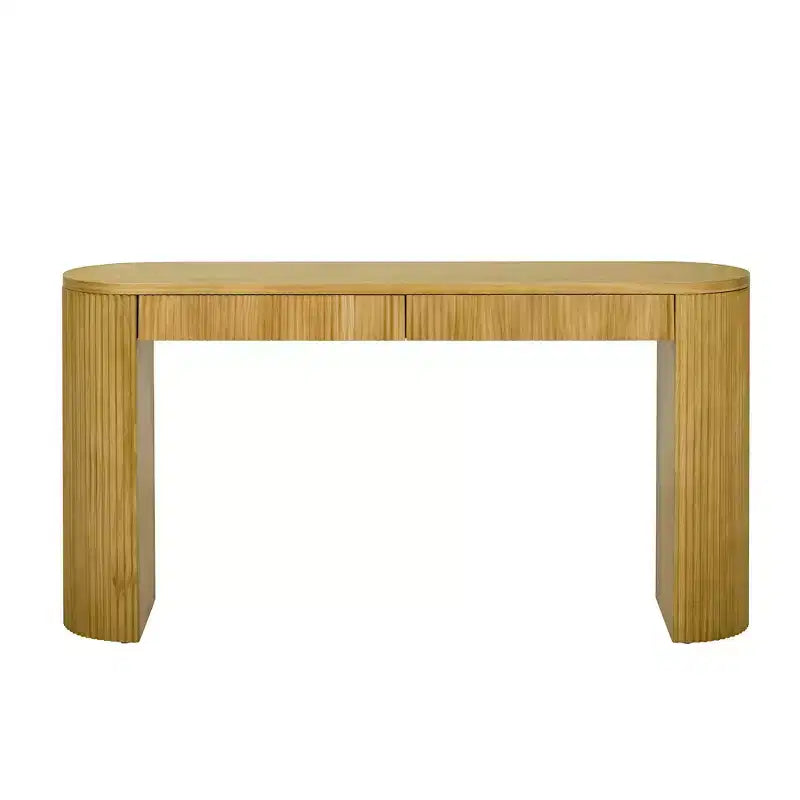 Console moderne nervurée avec 2 tiroirs Table d'entrée ou de coiffeuse élégante