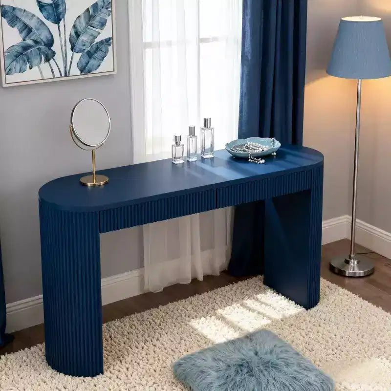Console moderne nervurée avec 2 tiroirs Table d'entrée ou de coiffeuse élégante